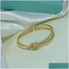 Bangle Knot Classic Bracelet Gold Bracelets Punk For Women Best Gift Luxurious Superior Quality Jewelry Brands Aaa Zircon Shiny Exquis Dhcos