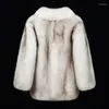 Trench da uomo 2023 Inverno Pelliccia artificiale Erba di media lunghezza in pelle piena ispessita un pezzo di lusso cappotto di marca Mens Noble Jacket
