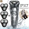 Lâminas de barbear barbeador elétrico para homens barbeador elétrico inteligente barbeador temporizador IPX7 à prova d'água molhado e seco máquina de barbear homens 231211