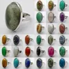 クラスターリングLabradorite/Amazonite/Aventurine/Tigereye/Agate/Crystal/Opal/Lapis/Mookaite Stone Beads Oval Gem Finger Ring Jewelryサイズ8-9