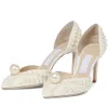 Eleganckie buty ślubne buty sandały sandały sacora białe perły skórzane luksusowe marki wysokie obcasy kobiety chodzące oryginalne n2at#