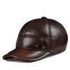 Ball Caps Brand Winter Genuine Leather Black Brown Baseball For Man Women Casual Street Outdoor Hockey Golf Gorras Real Cowhide Ha215e