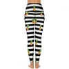 Pantaloni attivi Carino ananas Yoga Strisce nere Stampa Leggings da corsa Vita alta Elastico Sport Legging personalizzato Regalo di compleanno