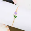 Charm Armband Korean Light Luxury Tulip Flower Armband Vintage Eesthetics Emamel Colorful Flower Charm Armband för Women Party Jewelry Giftl231214
