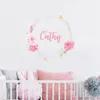 Wall Stickers Custom Name Peony Flowers Girl Nursery Peel and Stick Vinyl Decals Baby Kids Room Interior Home Decor Gifts 231212