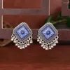 Stud Earrings Vintage Ethnic Square Drop For Women Boho Carved Flower Beads Tassel Jewelry Gift Wholesale