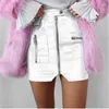 Saias sexy clube outfits mulheres mini saia pu couro pvc cintura alta zíper bolso pacote hip shorts feminino streetwear festa rosa preto