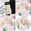 Other Decorative Stickers 52Pcs Ins Pink Fresh Flower Poster Stickers Kawaii Girls Decals Diy Phone Stationery Scrapbook Bike Guitar S Dhxds