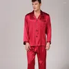 Homens sleepwear mens designer pijama para conjunto pijama manga longa tops calças usam pijama de seda gelo fino