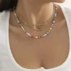 Pendentif Colliers Boho Couleur Perle Fausse Perle Métal Cristal Chaîne Ronde Collier De Paillettes Pour Femmes Mode Multiniveau Vintage Bijoux Sauvages