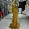 2024 ASO EB GOLD MERAMID PROM Kleid Kristalle Paillettenspitzen Abend formelle Party Zweiter Empfangsgeburtstag Verlobungskleider Kleider Robe de Soiree ZJ02