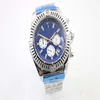 Special Edition Chronometre Quartz Men's Wristwatch Three Zone 48mm full rostfritt stål Black Black Face Male Moon Watch relo325r