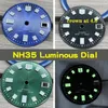 مجموعات إصلاح الساعات NH35 DIAL 4 Crowns 29mm Green Luminous Black/Blue/Green Presection Fit for Movement SKX007 Accessories