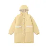 Trench da donna Donna Harajuku Bottone in corno Impiombato Sherpa Parka con cappuccio Giacca invernale Spessa Moda Cappotto caldo imbottito in cotone di media lunghezza