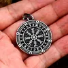 Pendentif Colliers Mode Nordic Vegvisir Boussole pour hommes Punk 316L en acier inoxydable Viking Rune Collier Amulette Bijoux Cadeau En Gros