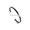 Bangle 4mm Thin Open Cuff Bangles Rostfritt stål Smooth Gold Black Rose Men Kvinnor Delikat Stackbara armband smycken Bangle Drop Del Dhrlh