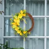 Декоративные цветы, искусственный венок ручной работы, мертвая ветка, желтый цветок, весенний декор для входной двери, сезонный для многих комнат