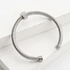 Bracelet de créateur de câble torsadé polyvalent à la mode pour femmes hommes bracelet en cristal incrusté plaqué argent 5MM de large Bracelets DY réglables bracelets bijoux cadeau