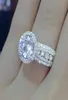 Mujeres Declaración de dedo nupcial Anillo de promesa Joyería CZ Anillo de boda de lujo 925 Capeización409496333