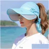 Wide Brim Hats Wide Brim Hats Womens Sun Hat Empty Top Visor Retractable Big Elastic Golf Female Summer Breathable Sweat Absorbent Bea Dhnmi