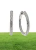 Ny Micro Pave CZ Big Hoop Earring 25mm 50mm 2 Stora modesmycken kubik zirkoniume blank silverpläterade klassiska smycken2288659