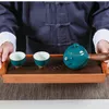 tea tray Black Tabletop Chinese Kung fu Tea Serving Bamboo Table Water Drip Tray 39 13cm2304