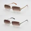 Moissanite Rimless Women frame zonnebril voor vrouwelijke mannen bril Diamantgesneden lens buitenshuis originele editie