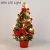 Kerstversiering Mini Kunstboom Tafelornament met LED-lichtballen Rode bessen Dennenappel 2023 Decoratie voor thuis Noel 231212