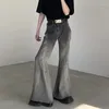 Jeans da donna High Street Nero Grigio Lavato per le donne Vintage Y2K Hip Hop Baggy Coppia Harajuku Slim Gambe lunghe Pantaloni svasati