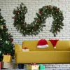 Noel Süslemeleri Noel Yapay Çelenk Yeşil Açık Çam Ağacı Çelenk Işıklarla Mantel Merdiven Şömine Çelenk Ev Dekor Aksesuarları 231211