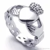 Fashion Stainless Steel Band Claddagh Heart Crown Love Mens Womens Ring Gold Size 6 7 8 9 10 11 12 13222i