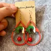 Boucles d'oreilles pendantes de Noël en bois pour femme faites à la main en forme de larme - Grandes boucles d'oreilles Grinch - Arbre de Noël - Accessoires de charme - Bijoux cadeaux pour le Nouvel An, décoration de fête, festival