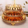 Metal Tray Luxury Plate Gold Finish Hollow Cake Stand Wedding Centerpieces Party Hotel Home Table Decoration