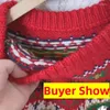 Pulls pour femmes Pull en tricot imprimé Argyle Motif Ins O-Cou Haute Noël Vintage Staight OL Bohème Manches longues Casual Noël