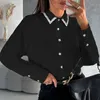 Camicette da donna Lady Dollet Down Collar Button Top Top Casual Maniche lunga patchwork Slim Shirt Office Women 2024 Sprice primavera Summer Camicetta