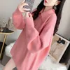 Kvinnors tröjor Dollhals tröja lat stil höst och vinter förtjockad koreansk version stor storlek lös stickad kvinna