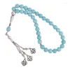 Bracelet de perles de prière de bénédiction, brin 33, pendentif religieux, perle turquoise unisexe