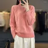 Kvinnors tröjor Wool Cashmere High Neck Sweater 2023 Autumn/Winter Thick Turtleneck Knit Pullover Fashion Löst långärmad topp