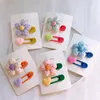 Hårtillbehör 2023 Fashion Children's Candy Color Love Duckbill Clip Korean Sweet Girl Fabric Flower Hairpin Headwear