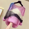 Kvinnors tröjor Fashion Lightweight Sticked Women Sweater Pullovers Autumn Vintage Loose V-Neck Mohair Female Pulls Outwear Coats Tops