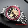 Armbandsur Tandorio 40mm Blue Dial Red GMT Sapphire Glass Full lysande Watch Japan NH34 NH34A Mekanisk automatisk herr