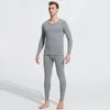 Ensemble de sous-vêtements thermiques pour hommes, pyjama d'hiver avec doublure polaire épaisse, couche de Base de Sport longue, 2 pièces, col rond pour le froid