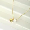 Pendant Necklaces Ins 18K Gold Plated Stainless Steel Pearl Shell Shape Necklace For Women Waterproof Hypoallergenic Party