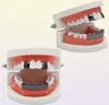 Uwin Hip Hop Rose Color Bocca personalizzata Grillz Set 2 pezzi Single Top 6 denti Set inferiore Griglie dorate5246351