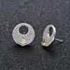 Stud Earrings Round Full Diamond S925 Sterling Silver Pear Shaped Yellow For Female Party Wedding Jewelry Gifts