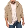 Herrjackor herrar nallebjörn fleece kappa vinter höst varm långärmare jacka päls fluffig huva outwear jumper hoodies windbreaker 231212