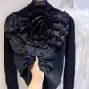 Bluzki damskie eleganckie i młodzieżowe bluzka sprzedaż kwiatów 3D stojak na dzianinowe koszule jesienne wszechstronne samice topy drophipping
