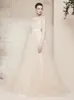 Elie Saab Spitze Brautkleider Luxus Kristall Lange Ärmel Brautkleider Bateau-Ausschnitt Maßgeschneidertes Brautkleid in Übergröße