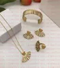 Fashion Designer Necklaces V Pendant Banshee Head 18K Gold Plated Bracelets Earrings Rings Birthday Festive Engagement Gifts6360018