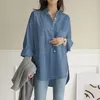 Chemisiers pour femmes décontracté coton bouton à manches longues chemise surdimensionné blanc ample haut pour femme Vintage bureau Blouse